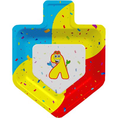 Chanukah Paper Plates Dreidel Shape 9" 10/pk