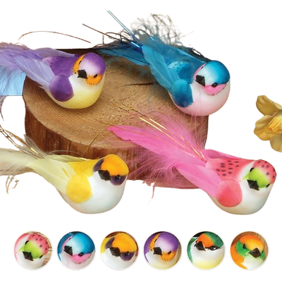 3" Feather Bird With Long Tail 12/pk