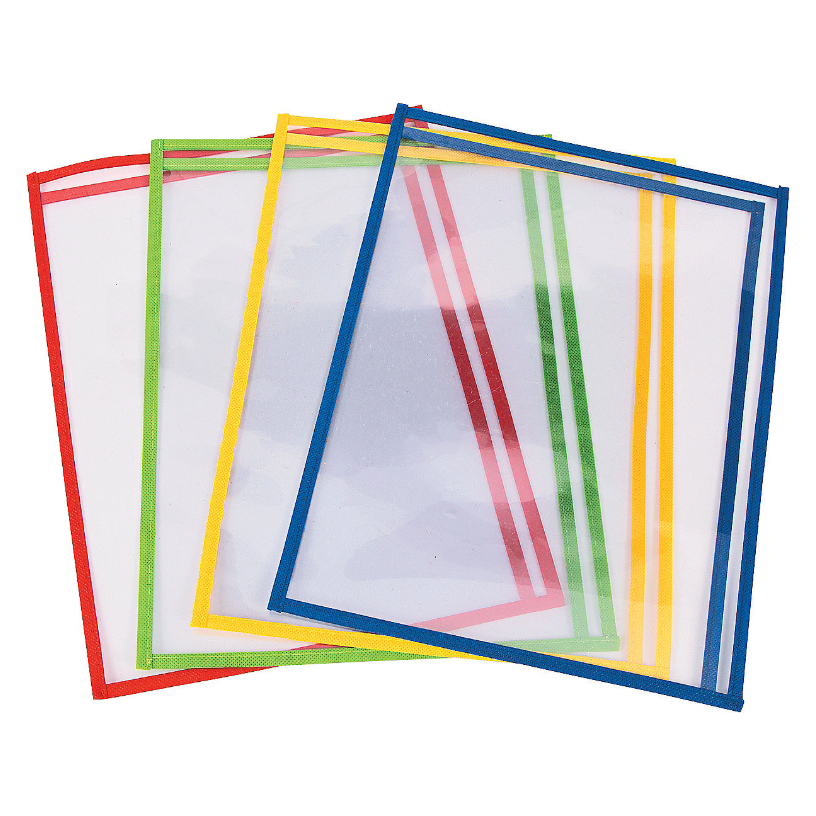 Primary Side-Loading Dry Erase Pockets 12/pk