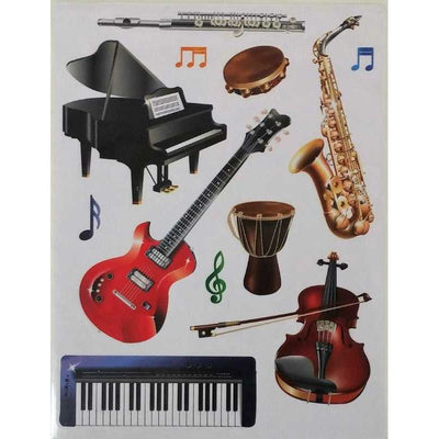 Musical Instrument Die Cut Sticker 10/sheets