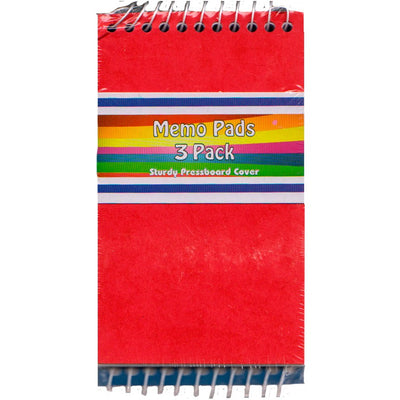 Memo pad pressboard cover 80 sheets 3/pk