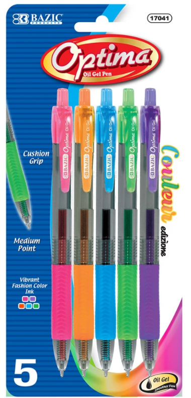 5 Color Optima Oil-Gel Ink Retractable Pen