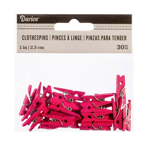 Mini Fuchsia Clothespins: 1 inch, 30 pieces (Discontinued)