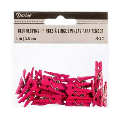 Mini Fuchsia Clothespins: 1 inch, 30 pieces (Discontinued)