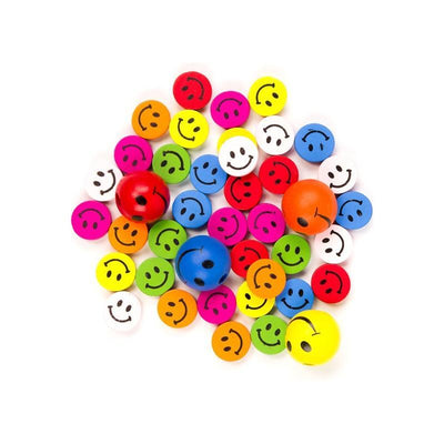 large Wood Smiley Multi 40pcs