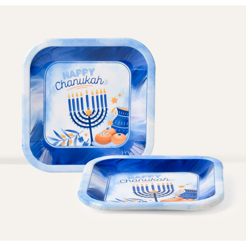 Chanukah Paper Plates - Blue 7" 10/pk