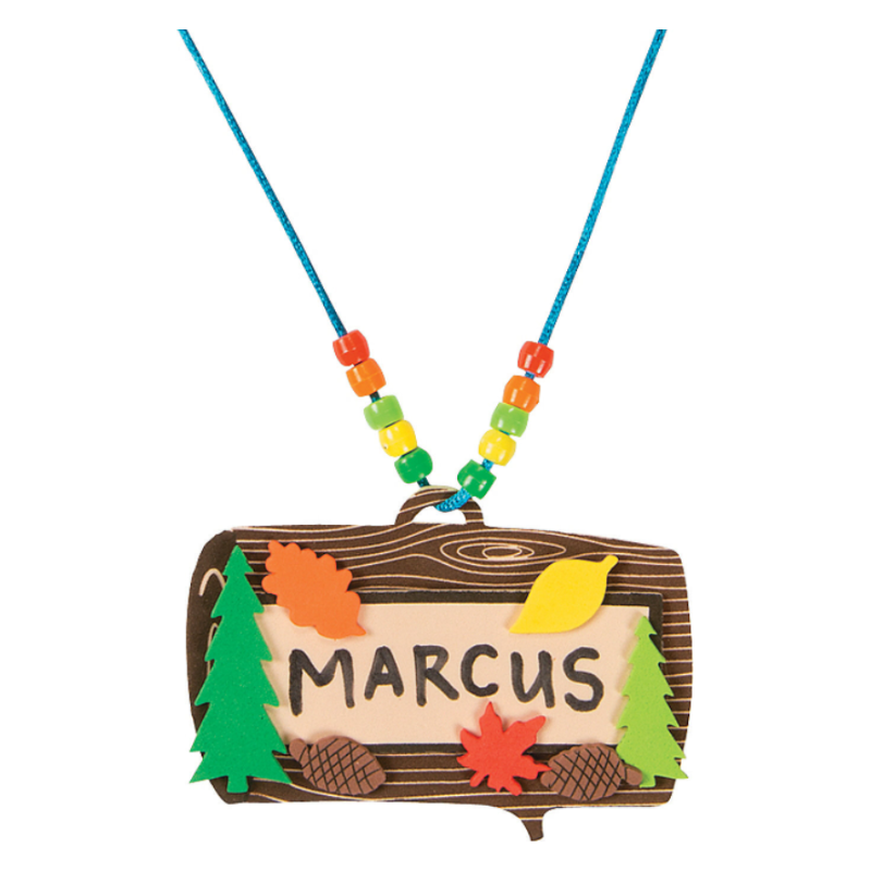 Camp Name Tag Necklace Craft Kit 12/pk