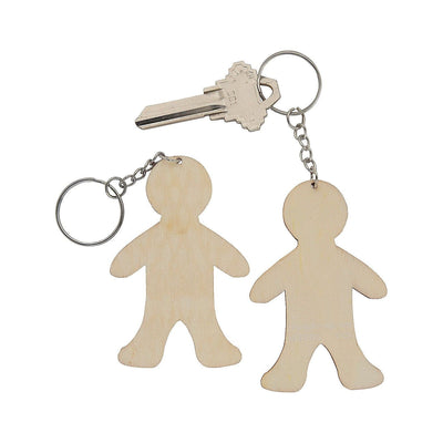 DIY Unfinished Wood People-Shaped Keychains, 4", 12/pk