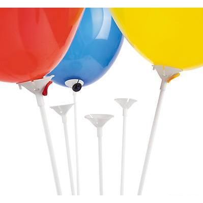 White Balloon Sticks with Cup 16 3/4" 144/pk