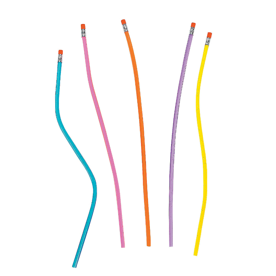 Plastic Striped Flexible Pencils 12/PK
