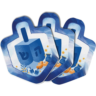 Dreidel Shaped Napkins-Blue & White Design 10/pk