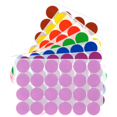 Color Coding Dot Sticker Assorted Sheets 1" 25mm Color Print 32/pk