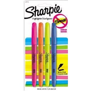 Highlighters Fine Tip Assorted 4/pk