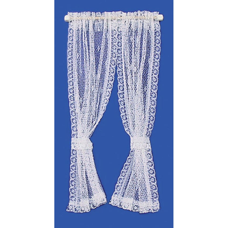 White lace curtains miniature