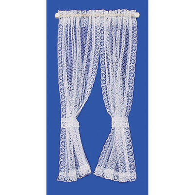 White lace curtains miniature