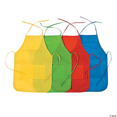 Colored Child’s Aprons with Pockets, 12/pk