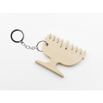 Menorah Wood keychain 4" 12/pk