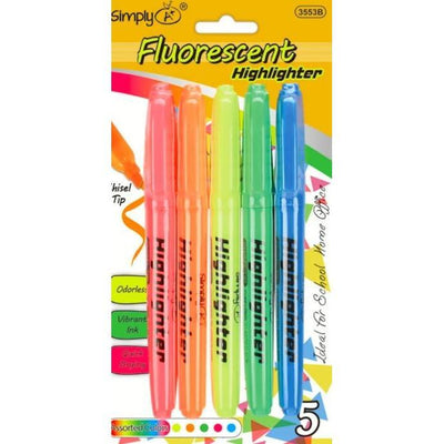 Fluorescent Highlighters 5/pk Assorted
