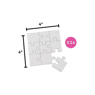 DIY White Cardboard Puzzle Craft Activities, 4" x 4"  - 24 Pc.