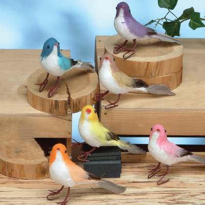 Feather Birds Assorted 5" 12/pk