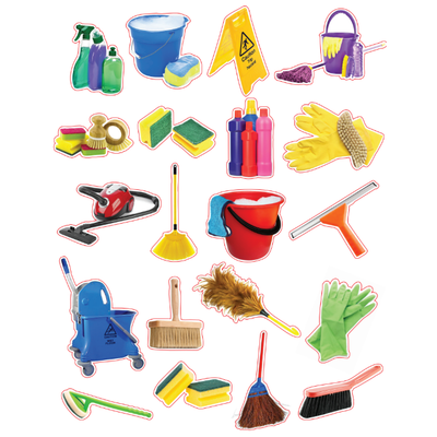 Cleaning Die Cut Sticker Color Print 10/pk