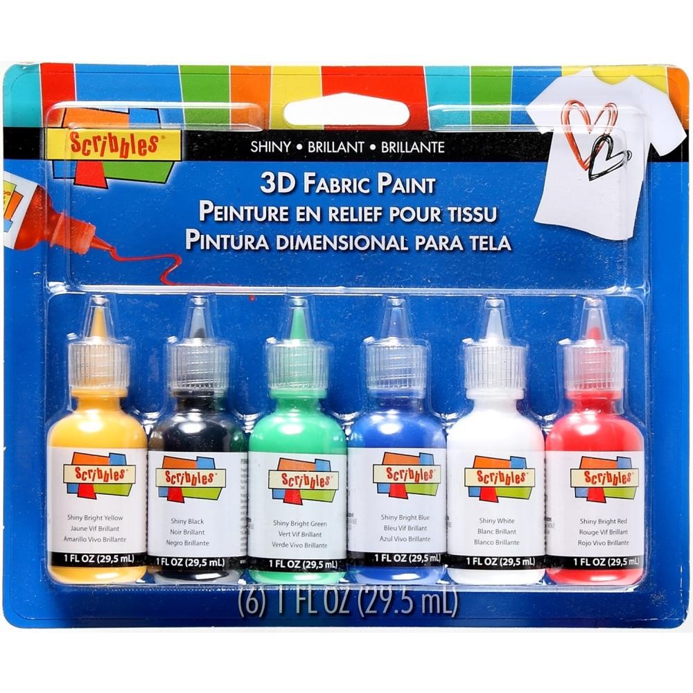 Scribbles 3D Fabric Paints 1oz 6/Pkg Shiny