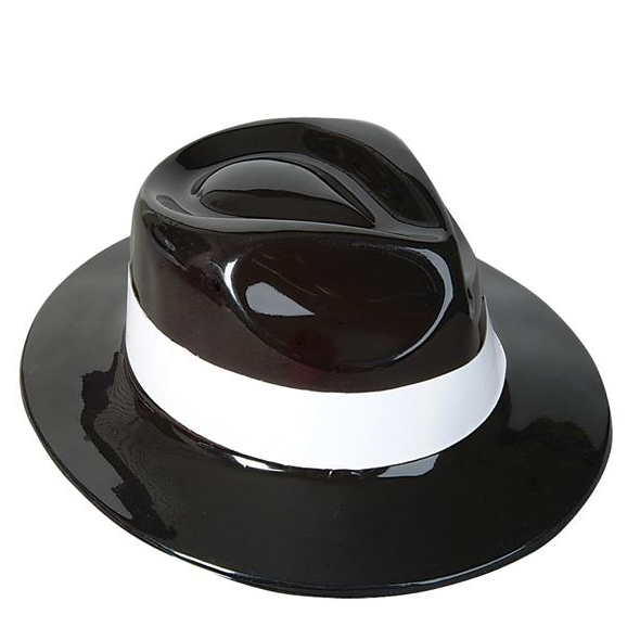 Black Gangster Hat with Band 12/pk