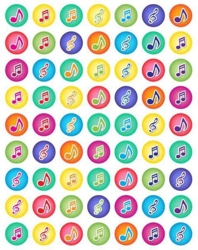 Musical Notes Stickers 6 sheets