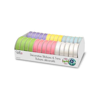 Ribbons:Poly-Satin 5/8"x4yd Rolls x28 Asst Pastel