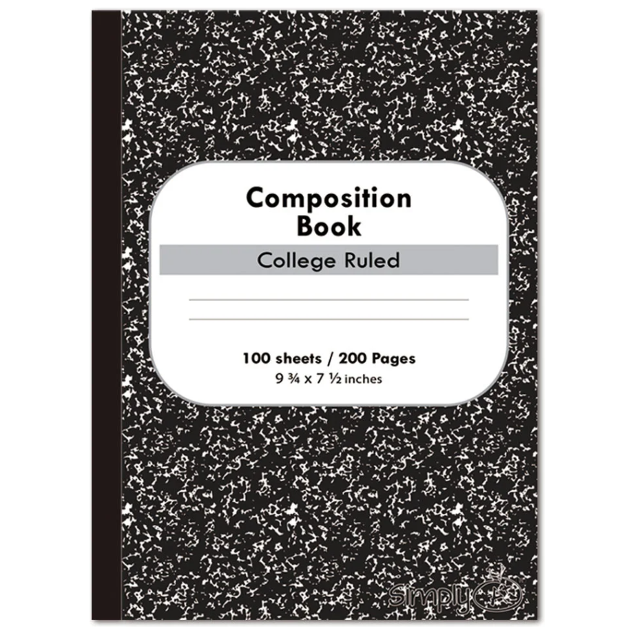 Black Composition Book College Ruled 100 Sheets