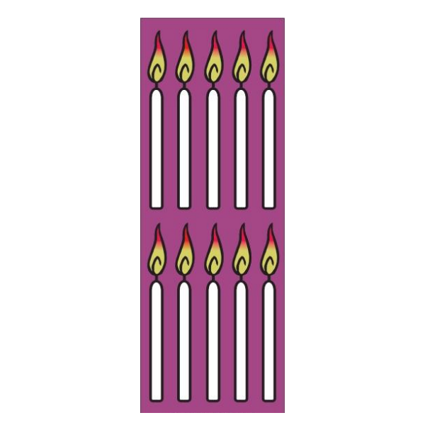 Animated Shabbos Yom Tov Chanukah Candles Stickers 3.25" (Large) 6 sheets/pk