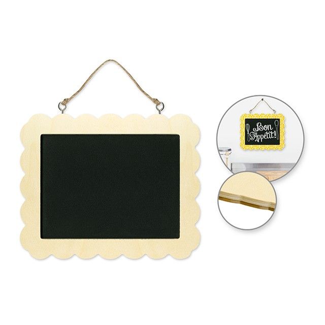 Natural Chalkboard Frame w/Jute Hanger 6 3/4" x 5 1/2" Scalloped (closeout)