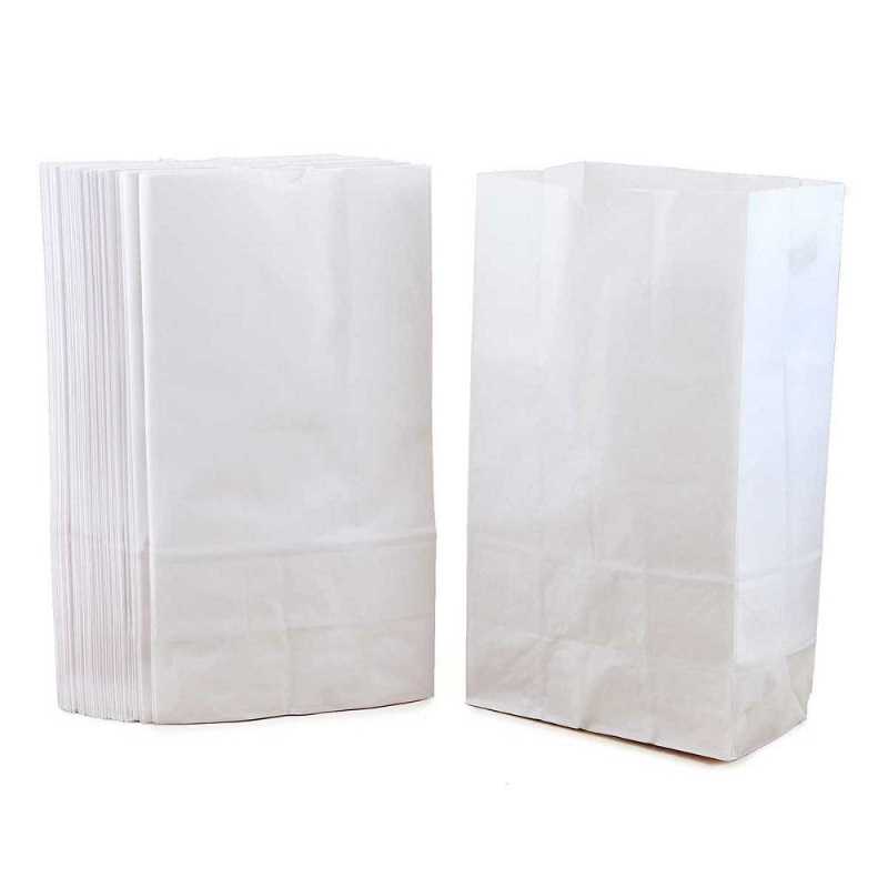 Gusseted Paper Bags White (Large 6 x 3.5 x 11) 100 Pack