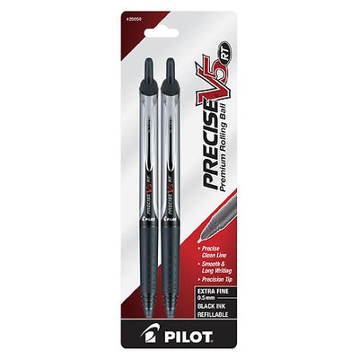 Precise  V5 Retractable Extra Fine Point Black 2/Pk