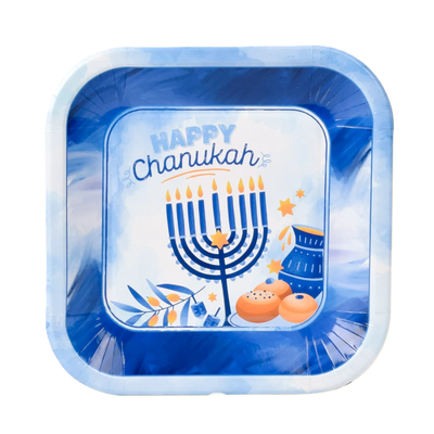 Chanukah Plates-Blue Design 9" 10/pk