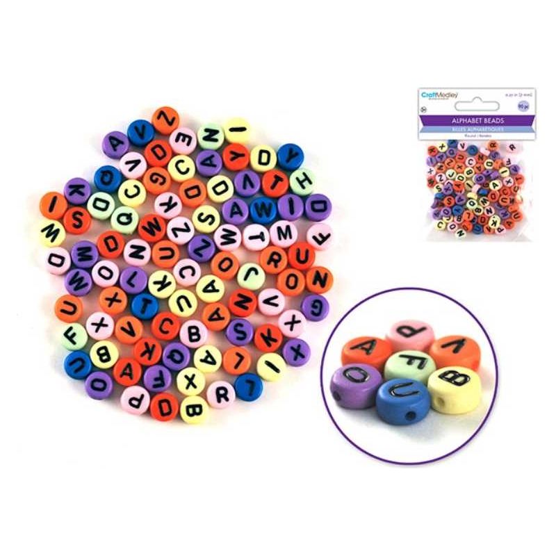 Alphabet Beads Round Assorted 90/pk (4mm Thick)(Closeout)