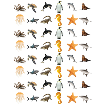 Water Animal Stickers Round 19mm Color Print 10/pk