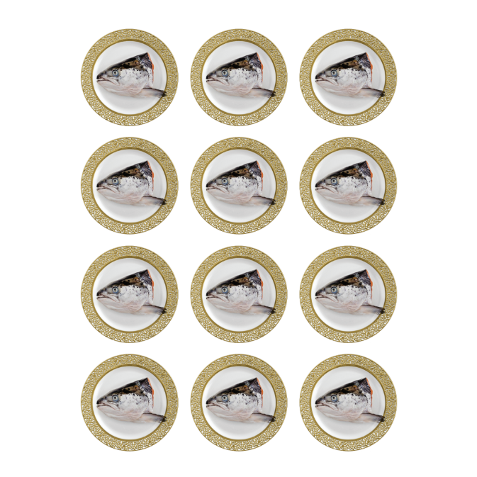 Fish Head Stickers Round 32mm Color Print 10/pk