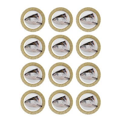 Fish Head Stickers Round 32mm Color Print 10/pk