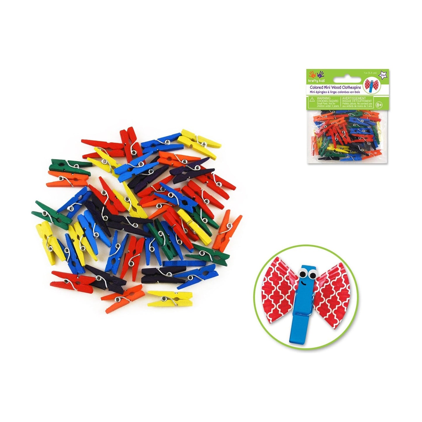Mini Wooden Clothespins 1" 50/pk (Colored)