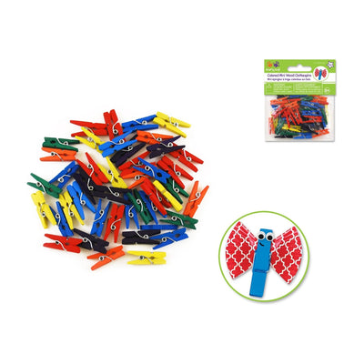 Mini Wooden Clothespins 1" 50/pk (Colored)