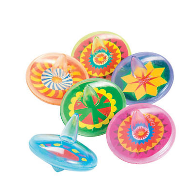 Glow In The Dark Plastic Spin Tops 2" 12/pk