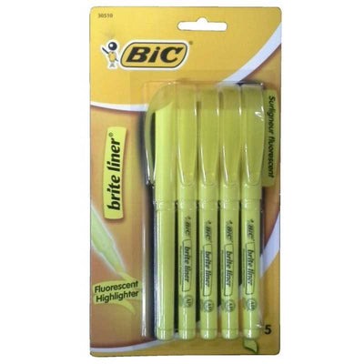 Bic highlighter yellow 5/pk