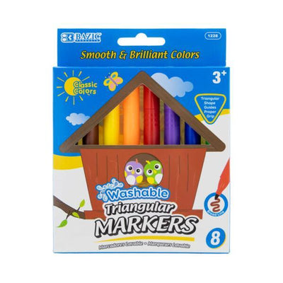 BAZIC 8 Color Jumbo Triangle Washable Markers
