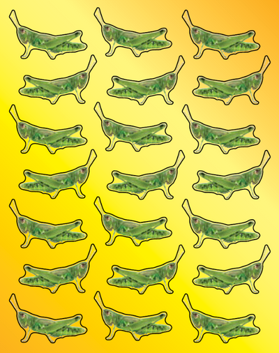 Grass Hopper Stickers Die Cut 1 1/4" X 3/4" (6 sheets)