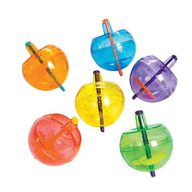 Plastic Neon Spin Tops W/glitter 48/pc