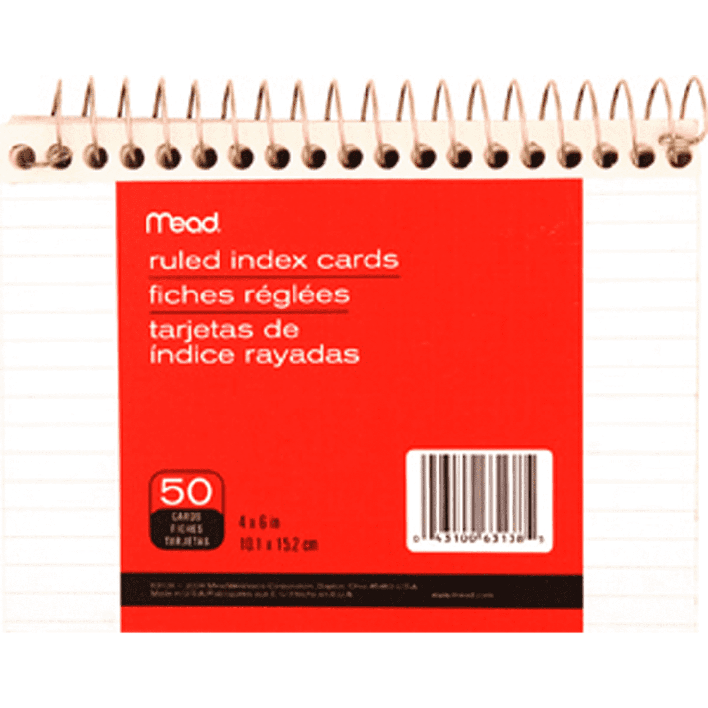 Index Card Spiral 4" x 6" Ruled 50 sheets