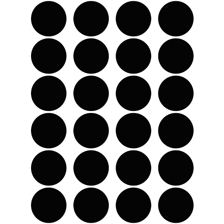 Color Coding Dot Stickers All 1" Black 25mm Color Print 32/pk