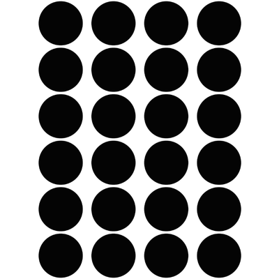 Color Coding Dot Stickers All 1" Black 25mm Color Print 32/pk