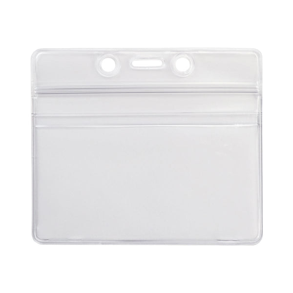 Horizontal Badge Holder Business Card Size With 3 Hole & Zipper 12/pk
